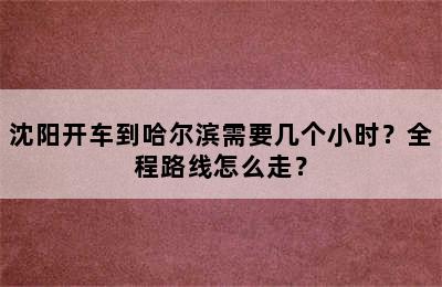 沈阳开车到哈尔滨需要几个小时？全程路线怎么走？