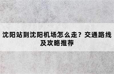 沈阳站到沈阳机场怎么走？交通路线及攻略推荐