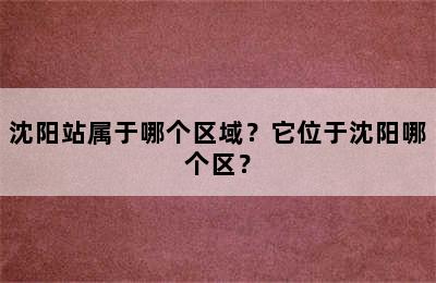 沈阳站属于哪个区域？它位于沈阳哪个区？