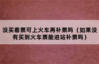 没买着票可上火车再补票吗（如果没有买到火车票能进站补票吗）