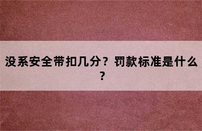 没系安全带扣几分？罚款标准是什么？