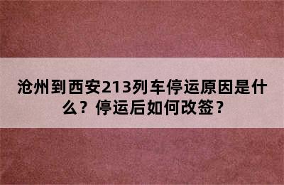 沧州到西安213列车停运原因是什么？停运后如何改签？