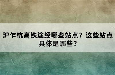 沪乍杭高铁途经哪些站点？这些站点具体是哪些？