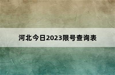 河北今日2023限号查询表