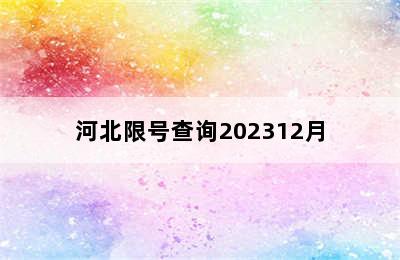 河北限号查询202312月