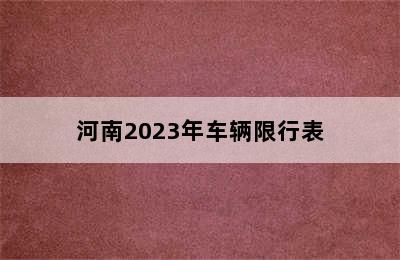 河南2023年车辆限行表