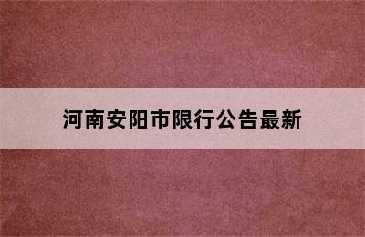 河南安阳市限行公告最新