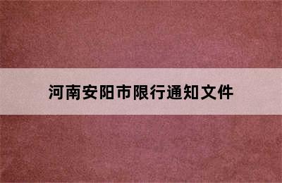 河南安阳市限行通知文件