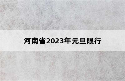 河南省2023年元旦限行