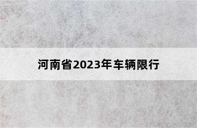 河南省2023年车辆限行