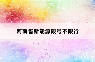 河南省新能源限号不限行