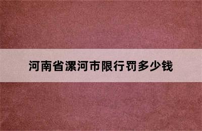 河南省漯河市限行罚多少钱