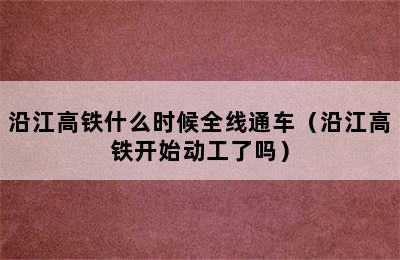 沿江高铁什么时候全线通车（沿江高铁开始动工了吗）