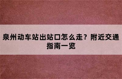 泉州动车站出站口怎么走？附近交通指南一览