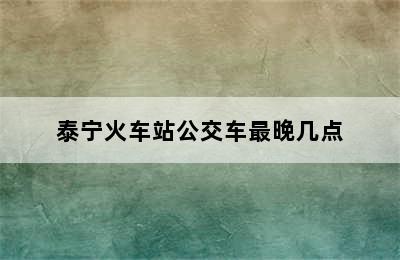 泰宁火车站公交车最晚几点