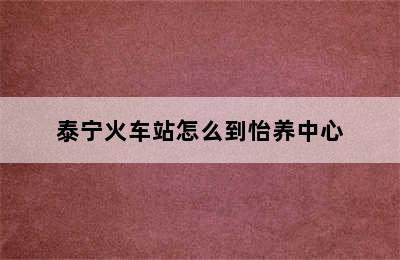 泰宁火车站怎么到怡养中心