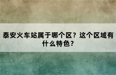 泰安火车站属于哪个区？这个区域有什么特色？