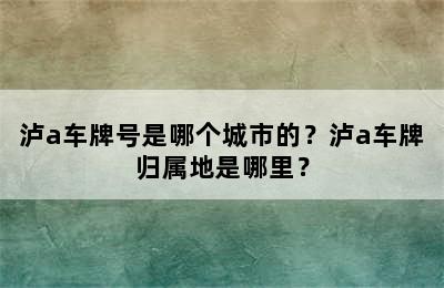 泸a车牌号是哪个城市的？泸a车牌归属地是哪里？