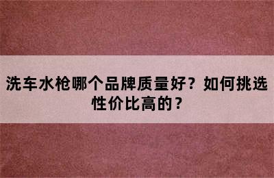 洗车水枪哪个品牌质量好？如何挑选性价比高的？