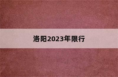 洛阳2023年限行