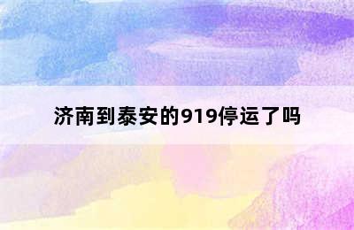 济南到泰安的919停运了吗