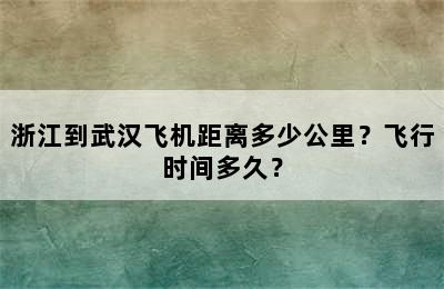 浙江到武汉飞机距离多少公里？飞行时间多久？