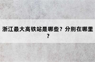 浙江最大高铁站是哪些？分别在哪里？