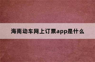 海南动车网上订票app是什么