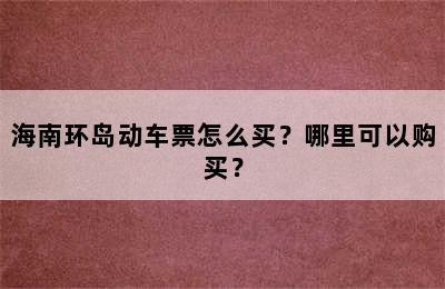 海南环岛动车票怎么买？哪里可以购买？