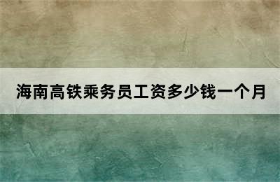 海南高铁乘务员工资多少钱一个月