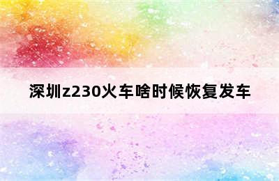 深圳z230火车啥时候恢复发车