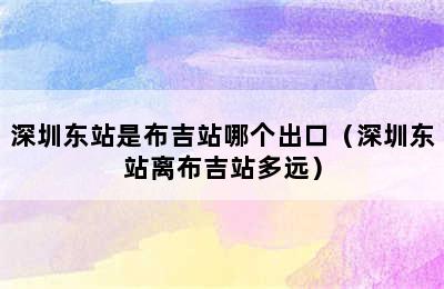 深圳东站是布吉站哪个出口（深圳东站离布吉站多远）