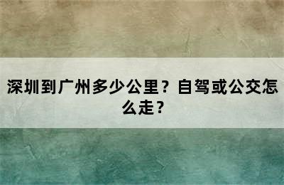 深圳到广州多少公里？自驾或公交怎么走？