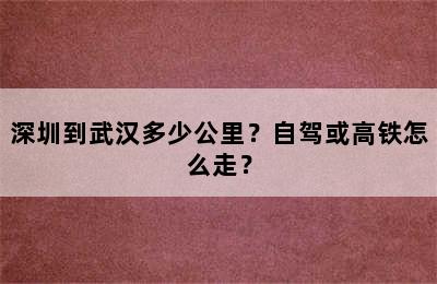 深圳到武汉多少公里？自驾或高铁怎么走？