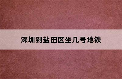 深圳到盐田区坐几号地铁