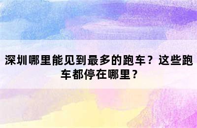 深圳哪里能见到最多的跑车？这些跑车都停在哪里？