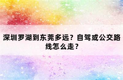 深圳罗湖到东莞多远？自驾或公交路线怎么走？