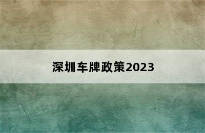 深圳车牌政策2023