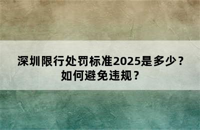 深圳限行处罚标准2025是多少？如何避免违规？