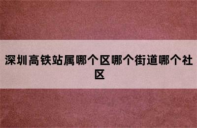 深圳高铁站属哪个区哪个街道哪个社区