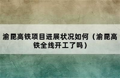 渝昆高铁项目进展状况如何（渝昆高铁全线开工了吗）