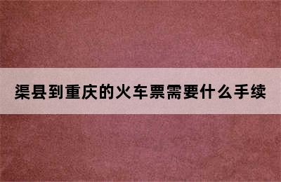 渠县到重庆的火车票需要什么手续