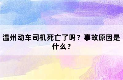 温州动车司机死亡了吗？事故原因是什么？