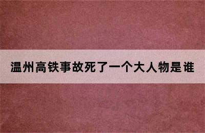 温州高铁事故死了一个大人物是谁