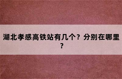 湖北孝感高铁站有几个？分别在哪里？