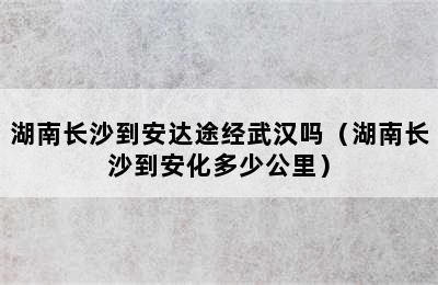 湖南长沙到安达途经武汉吗（湖南长沙到安化多少公里）