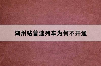 湖州站普速列车为何不开通