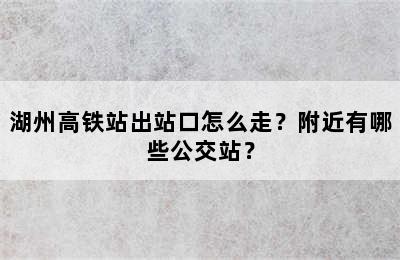 湖州高铁站出站口怎么走？附近有哪些公交站？