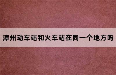 漳州动车站和火车站在同一个地方吗