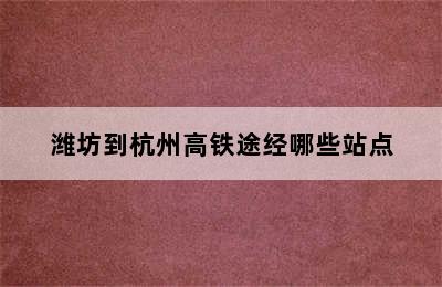 潍坊到杭州高铁途经哪些站点